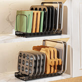 Housolution bakeware organizer with pullout rails offers easy access to trays