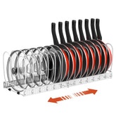 Housolution pot lid organizer shows deep U dividers securely holding lids