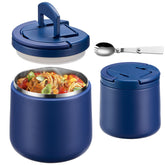Howeemo 20oz insulated food jar with blue buckle lid keeps meals secure during school lunches.