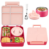 Howeemo bento lunch box pink, leak-proof for school meals.