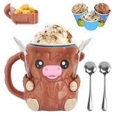 Hoxxu Highland Cow front view pint holder features insulated design for cold dessert enjoyment.