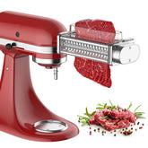 HOZODO meat tenderizer attached to KitchenAid mixer for faster tenderizing.