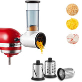 HOZODO Slicer Shredder attachment shows housing and blade setup for easy veggie prep, improving efficiency.