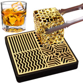 HRCOYES brass ice stamp tray for cocktails adds a sophisticated imprint to cubes.