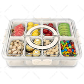 HRXFOZ divided-serving-tray lid and handle for easy transport.