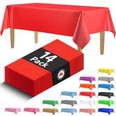 HSGUS 14-pack red tablecloth on a buffet table adds color and protection