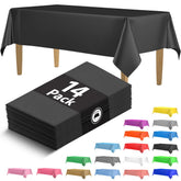 HSGUS 14-pack black tablecloths 54x108 full-cover pack shot ideal for easy event setup