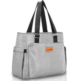 HSHRICH large insulated lunch bag front view with stripe pattern for organized meals