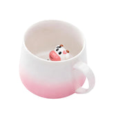 HS&ROXIN Pink Cow mug with inside 3D cow for playful sipping
