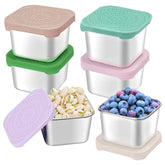 HTEVW six-pack stainless steel snack containers for kids, compact and portable for lunches