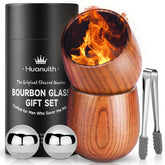 Huanuith charred wooden whiskey glasses with rustic grain for authentic sipping