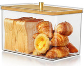 Hudgan Breadbox clear acrylic body highlights fresh bread on the counter