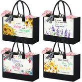 Huhumy bible tote bag four-piece set with flower design for daily faith reminders