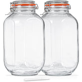 Huichuiero 1-gallon square glass storage jar with airtight lid for pantry organization.