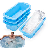 HUIRUSO extra-large ice block mold in 4-pack setup for cold plunge cooling