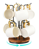 HULISEN 360° rotating mug tree base for easy access to large mugs