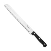 Humbee 10-inch bread knife with wave edge cuts crusty bread evenly.