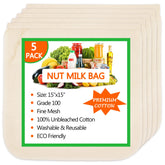 Huppar nut milk bag 15x15 round corners for easy squeezing and quick cleaning.