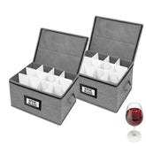 HURZMORO wine glass storage box with dividers protecting 12 glasses during storage