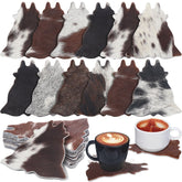 Hushee cowhide round coaster protecting surfaces from water rings