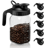 Huspossesser wide-mouth lid with handle for easy pouring and grip.
