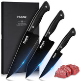 Huusk 3-piece knife set in full view, versatile for home cooking.