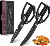 Huusk kitchen scissors black blade close-up with sharp dual-shear edge