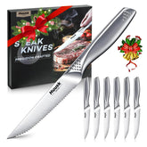 Huusk serrated steak knives set close-up blade for effortless cuts