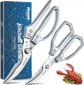 Huusk silver kitchen scissors set focused on poultry with heavy-duty blades for clean cuts