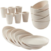 HXYPN wheat straw dinner plates stacked neatly for daily use in beige.