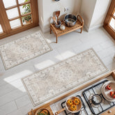 HY HAO YUN LAI 2-Piece Kitchen Runner Set in beige with 2x3 view, soft underfoot.