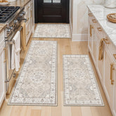 HY HAO YUN LAI washable kitchen rug 2x3 beige with non-slip backing for secure footing.