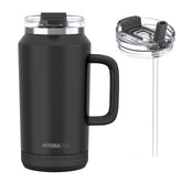 Hydraful 64oz tumbler with handle and straw, front view highlighting large capacity.