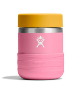 Hydro Flask 12 oz kids food jar in Dahlia Pink with leakproof lid for mess-free lunches.