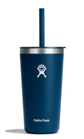 Hydro Flask 20 oz All Around Tumbler with Indigo Blue Straw Lid keeps drinks cold on the go.