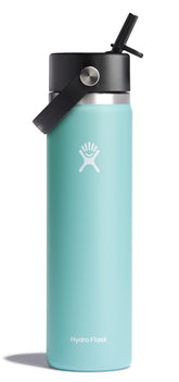 Hydro Flask 24oz Wide Mouth with Flex Straw Cap enables easy filling and sipping.