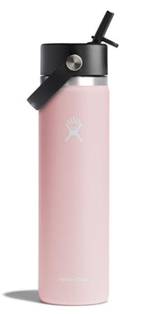 Hydro Flask 24oz wide-mouth bottle with flex straw cap for easy filling and sipping
