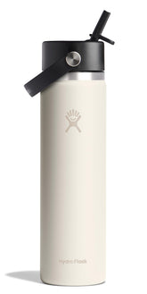 Hydro Flask 24oz ivory bottle with wide mouth for easy filling and sipping on the go.