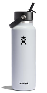 Hydro Flask 40 oz wide-mouth bottle with Flex Straw Cap keeps beverages cold
