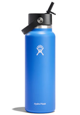 Hydro Flask 40 oz Cascade Blue with Flex Straw Cap for on-the-go hydration that stays cold
