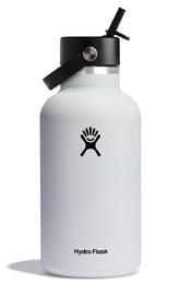 Hydro Flask 64oz Wide Mouth Bottle with Flex Straw Cap for on-the-go hydration.