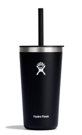 Hydro Flask All Around Tumbler with Straw Lid in Black keeps beverages cold for hours