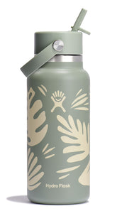 Hydro Flask Botanical Bliss 32 oz wide-mouth bottle with flexible lid for easy one-handed sipping.