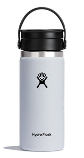 Hydro Flask Flex Sip 16 oz white tumbler, insulated for hot or cold beverages.