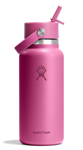 Hydro Flask reef pink 32 oz wide-mouth bottle, ice-cube friendly.