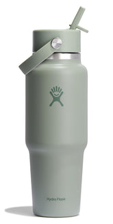 Hydro Flask Travel Bottle 32oz Agave Green with cupholder-ready design for on-the-road hydration.