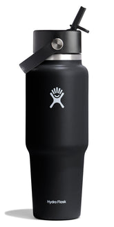 Hydro Flask 32oz Travel Bottle in black, road-trip ready and cupholder compatible.