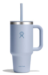 Hydro Flask Travel Tumbler 32 oz Surf Blue with handle for easy hydration on the go.