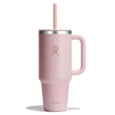 Hydro Flask Travel Tumbler 40 oz Tonal Trillium Pink with handle for on-the-go hydration.