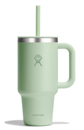 Hydro Flask Travel Tumbler with handle 32 oz Aloe Green for easy on-the-go hydration.